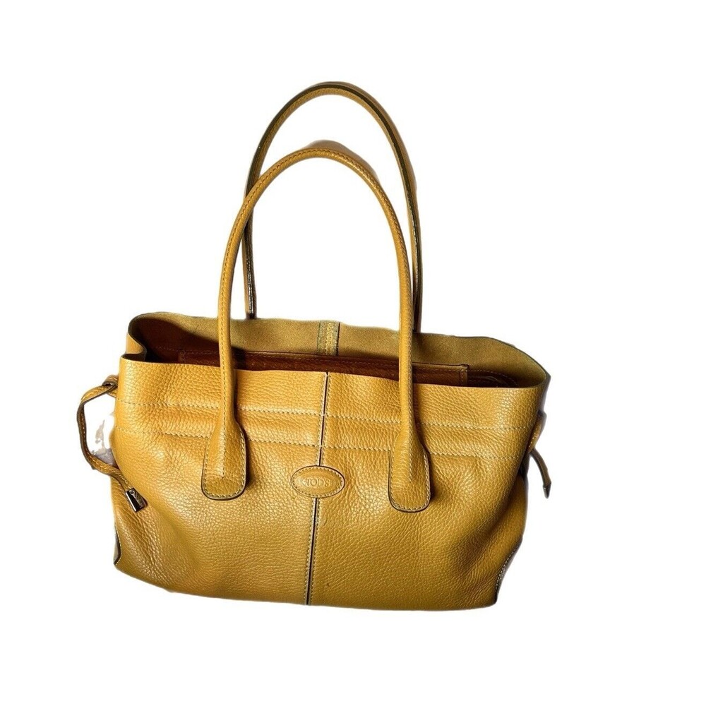 Tod's Handbag Classic D-Bag Camel Silver Tone Hardware Charm Drawstring Pockets